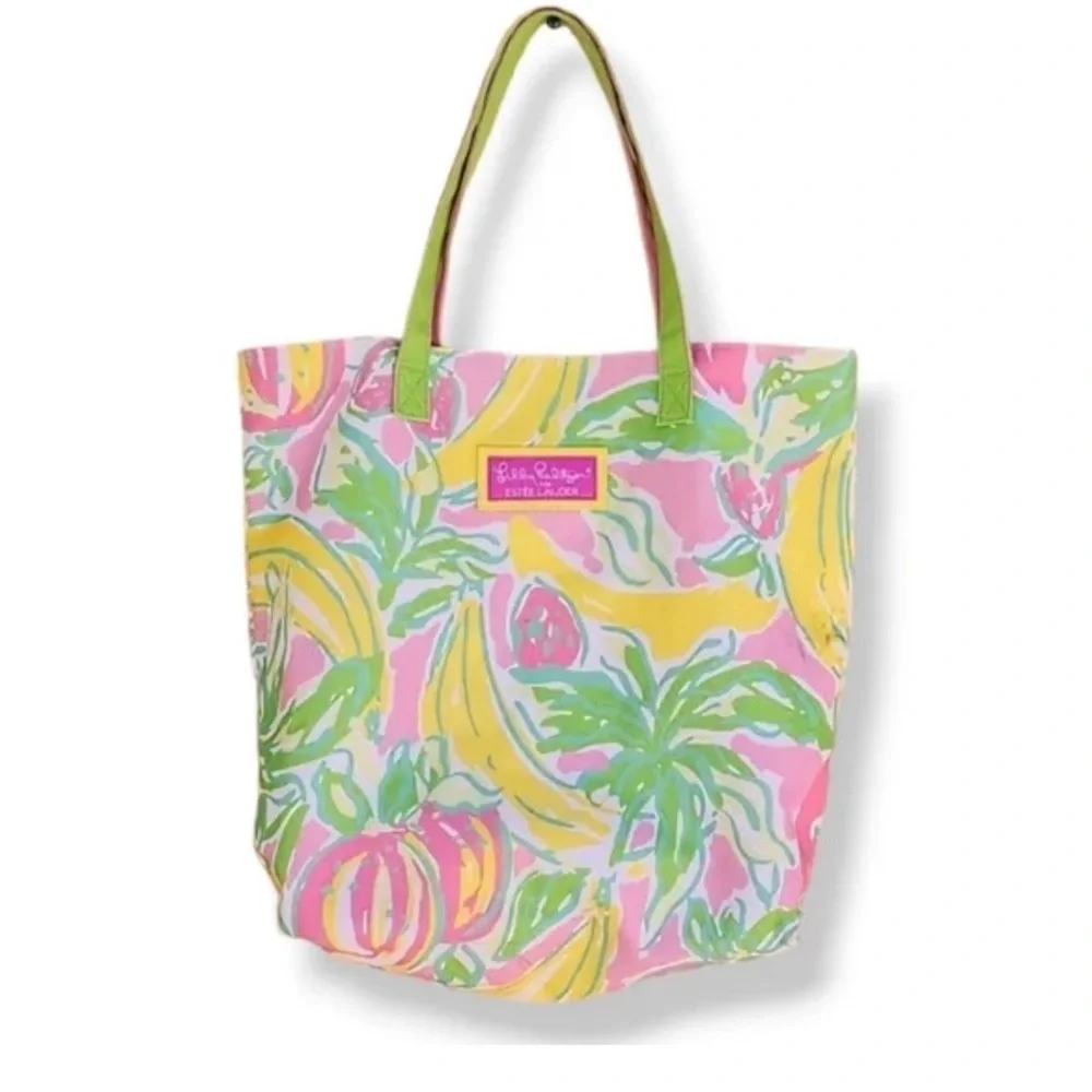 Lilly Pulitzer Estee Lauder Women's Tote Lilly's Lemon Print Bag Carryall 17"X14 - Picture 2 of 5